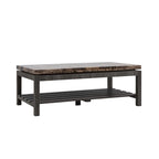 Faux Marble Coffee Table with Slatted Shelf | Two-Tone Finish