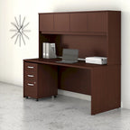 72" Office Desk with Hutch & 3-Drawer Mobile File Cabinet