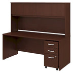 72" Office Desk with Hutch & 3-Drawer Mobile File Cabinet
