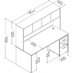 72" Office Desk with Hutch & 3-Drawer Mobile File Cabinet