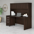 72" Office Desk with Hutch & 3-Drawer Mobile File Cabinet