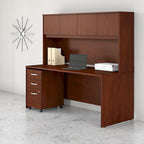 72" Office Desk with Hutch & 3-Drawer Mobile File Cabinet