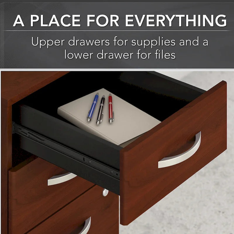 72" Office Desk with Hutch & 3-Drawer Mobile File Cabinet