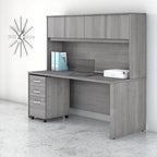 72" Office Desk with Hutch & 3-Drawer Mobile File Cabinet
