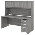 72" Office Desk with Hutch & 3-Drawer Mobile File Cabinet
