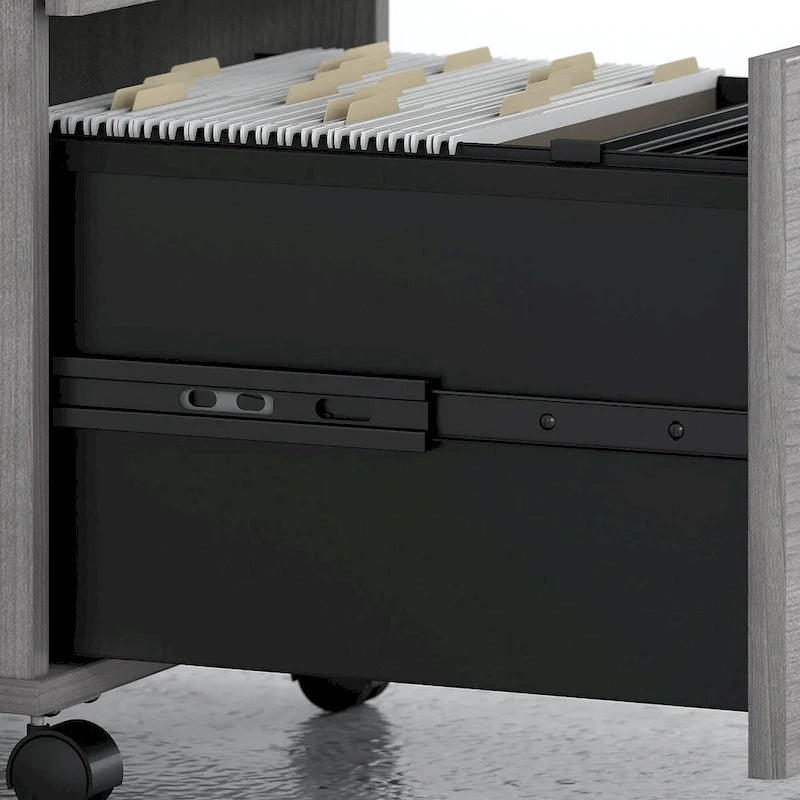 72" Office Desk with Hutch & 3-Drawer Mobile File Cabinet