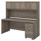 72" Office Desk with Hutch & 3-Drawer Mobile File Cabinet