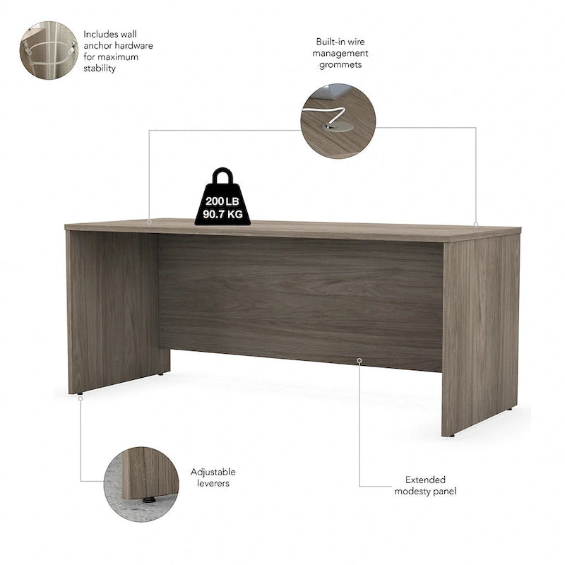72" Office Desk with Hutch & 3-Drawer Mobile File Cabinet