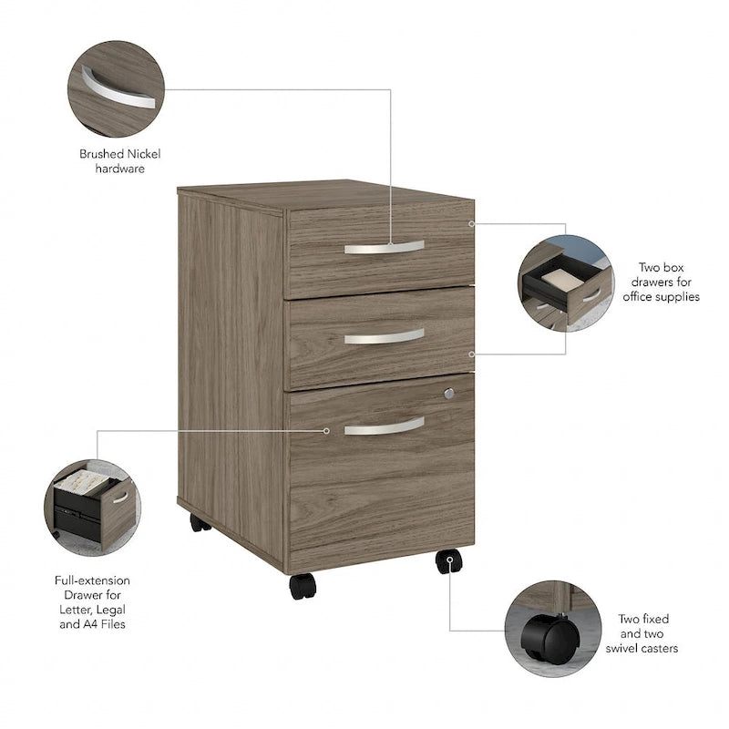 72" Office Desk with Hutch & 3-Drawer Mobile File Cabinet