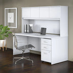 72" Office Desk with Hutch & 3-Drawer Mobile File Cabinet
