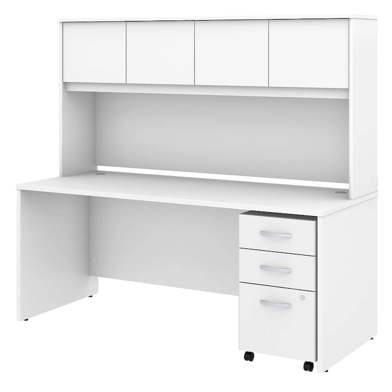 72" Office Desk with Hutch & 3-Drawer Mobile File Cabinet
