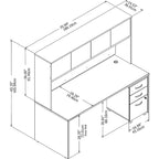 72" Office Desk with Hutch & 3-Drawer Mobile File Cabinet