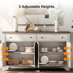 59" Farmhouse TV Stand for 65" TVs with 2 Drawers, Storage Cabinets & Adjustable Shelves
