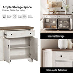 59" Farmhouse TV Stand for 65" TVs with 2 Drawers, Storage Cabinets & Adjustable Shelves