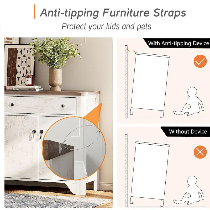 59" Farmhouse TV Stand for 65" TVs with 2 Drawers, Storage Cabinets & Adjustable Shelves
