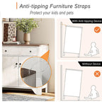 59" Farmhouse TV Stand for 65" TVs with 2 Drawers, Storage Cabinets & Adjustable Shelves