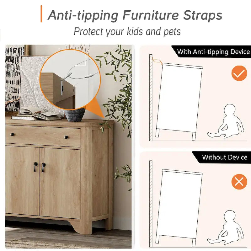 59" Farmhouse TV Stand for 65" TVs with 2 Drawers, Storage Cabinets & Adjustable Shelves