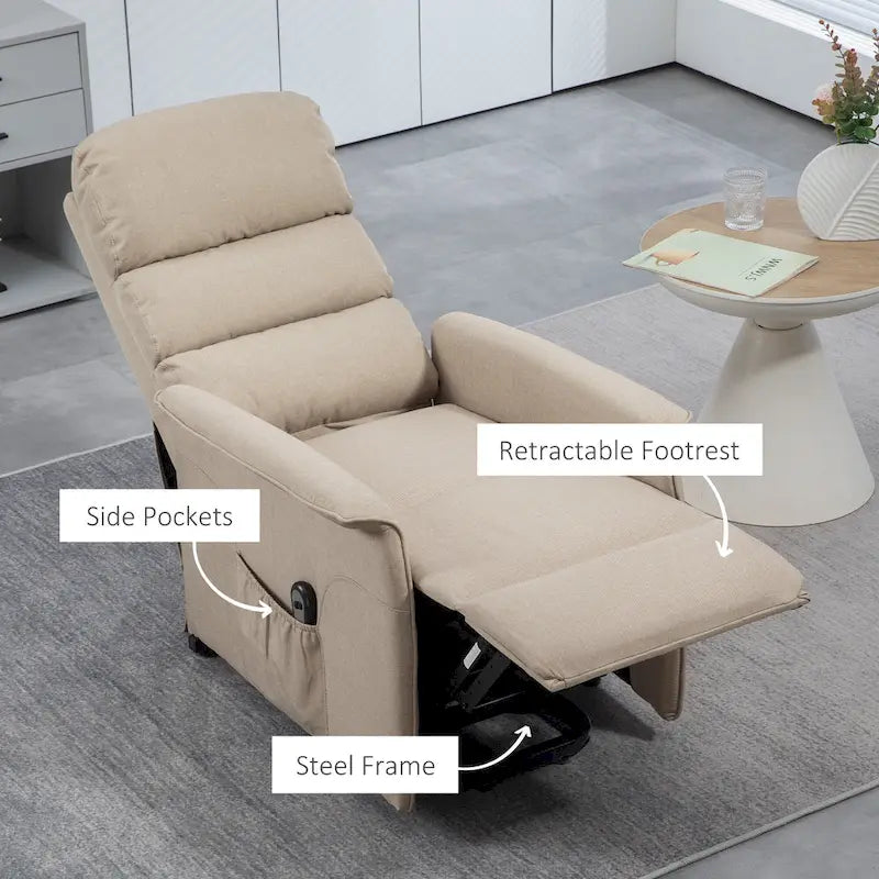 Electric Lift Recliner Chair for Seniors | Remote Control & Side Pockets