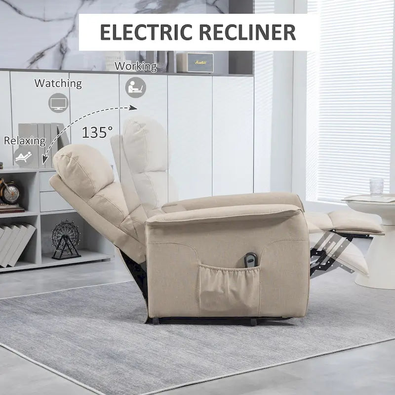 Electric Lift Recliner Chair for Seniors | Remote Control & Side Pockets