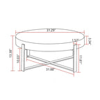 Retro Round Coffee Table | Fir Wood Top & Gold Cross Metal Legs