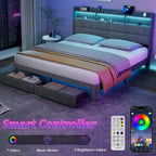 King Platform Bed | RGB Lighting, 20W USB Charging & Storage Headboard