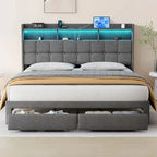 King Platform Bed | RGB Lighting, 20W USB Charging & Storage Headboard
