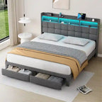 King Platform Bed | RGB Lighting, 20W USB Charging & Storage Headboard