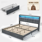 King Platform Bed | RGB Lighting, 20W USB Charging & Storage Headboard