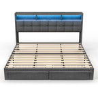 King Platform Bed | RGB Lighting, 20W USB Charging & Storage Headboard