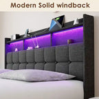 King Platform Bed | RGB Lighting, 20W USB Charging & Storage Headboard