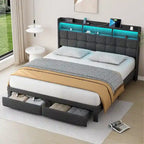 King Platform Bed | RGB Lighting, 20W USB Charging & Storage Headboard