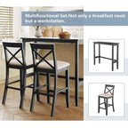 Farmhouse Dining Table with 2 Bar Chairs | Solid Acacia Wood