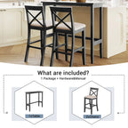 Farmhouse Dining Table with 2 Bar Chairs | Solid Acacia Wood