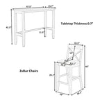 Farmhouse Dining Table with 2 Bar Chairs | Solid Acacia Wood