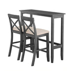 Farmhouse Dining Table with 2 Bar Chairs | Solid Acacia Wood