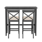 Farmhouse Dining Table with 2 Bar Chairs | Solid Acacia Wood