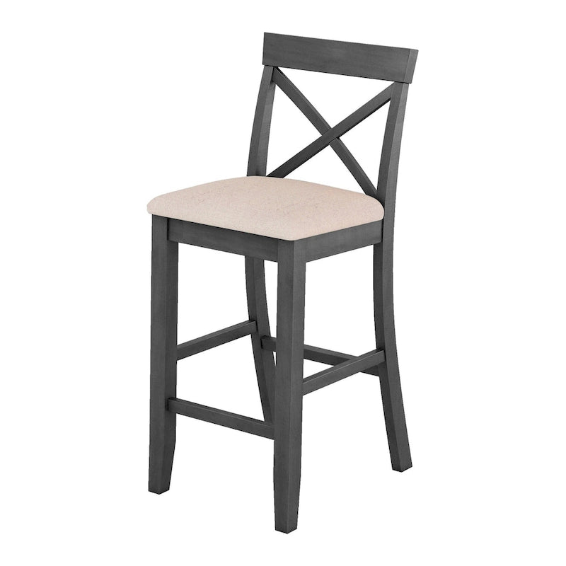 Farmhouse Dining Table with 2 Bar Chairs | Solid Acacia Wood
