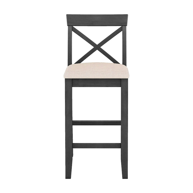 Farmhouse Dining Table with 2 Bar Chairs | Solid Acacia Wood