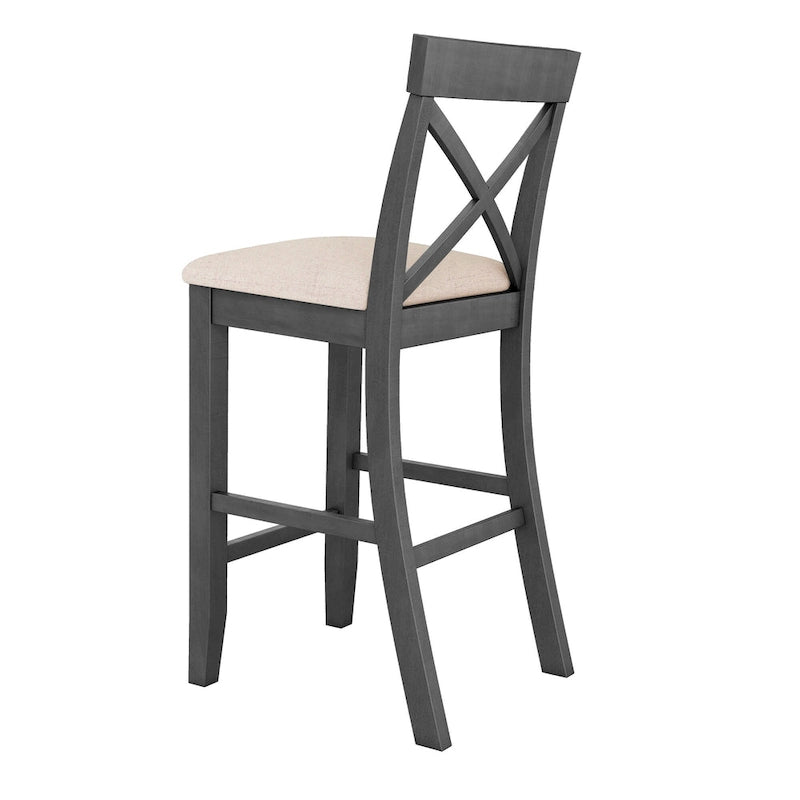 Farmhouse Dining Table with 2 Bar Chairs | Solid Acacia Wood