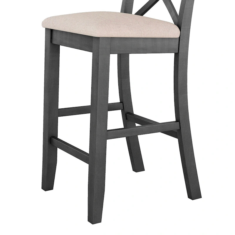 Farmhouse Dining Table with 2 Bar Chairs | Solid Acacia Wood