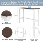 Farmhouse Dining Table with 2 Bar Chairs | Solid Acacia Wood