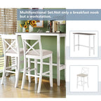 Farmhouse Dining Table with 2 Bar Chairs | Solid Acacia Wood