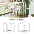 Farmhouse Dining Table with 2 Bar Chairs | Solid Acacia Wood