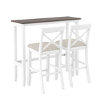 Farmhouse Dining Table with 2 Bar Chairs | Solid Acacia Wood