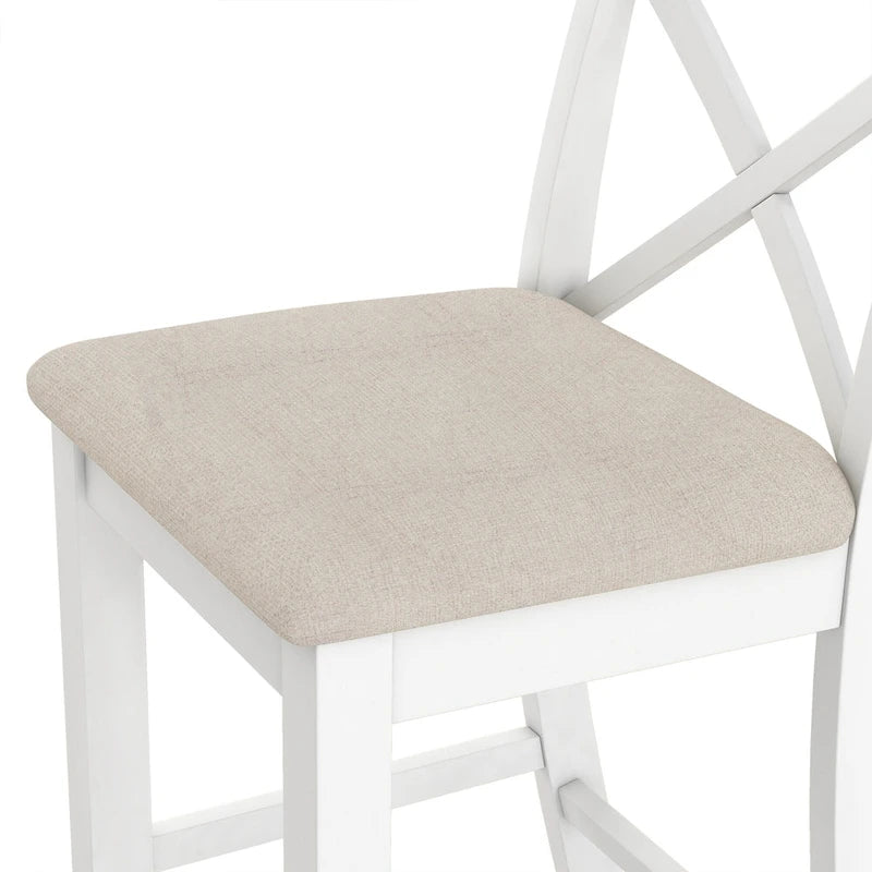 Farmhouse Dining Table with 2 Bar Chairs | Solid Acacia Wood
