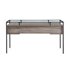 56" Glass Top Writing Desk with 2 Drawers | Tempered Glass & Steel