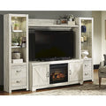 Whitewash Entertainment Center with Electric Fireplace 103.5"W x 19.5"D x 72.25"H