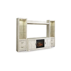 Whitewash Entertainment Center with Electric Fireplace 103.5"W x 19.5"D x 72.25"H