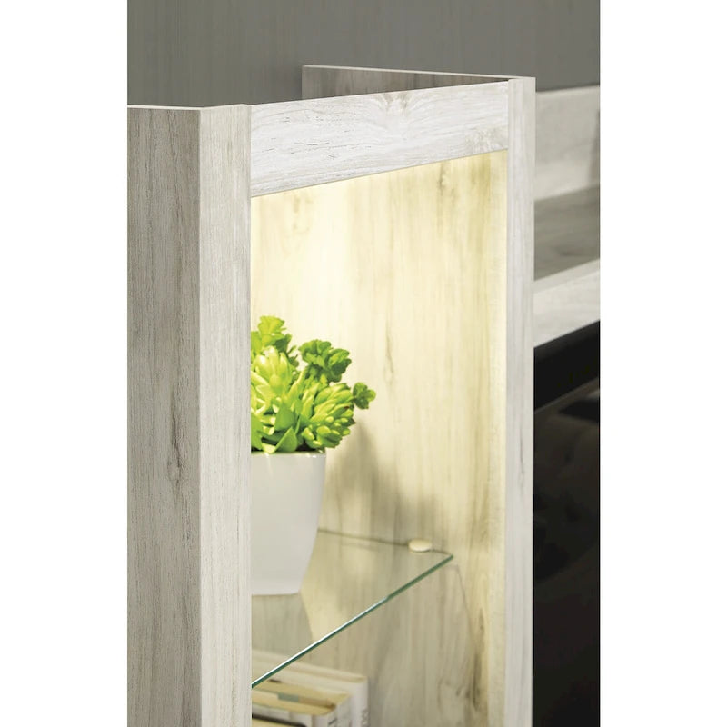 Whitewash Entertainment Center with Electric Fireplace 103.5"W x 19.5"D x 72.25"H