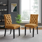 Mottled Fabric Accent Chairs with Black Wood Legs | 2 Chairs